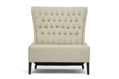 Traditional Loveseat & Accent Chair in Beige Linen Fabric