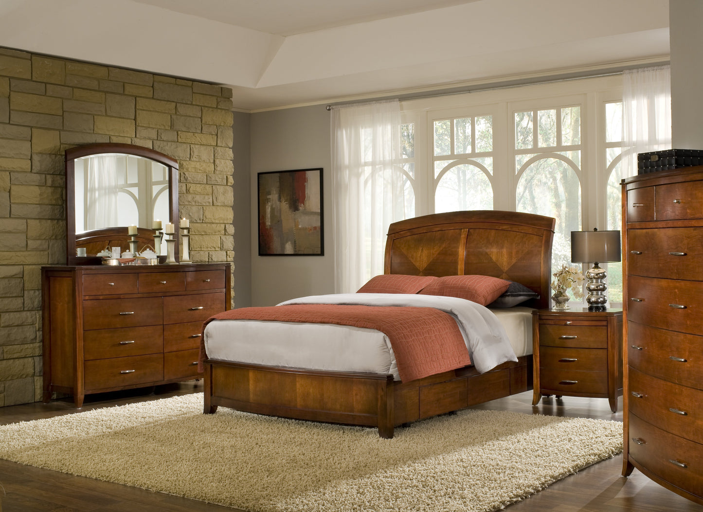 Modus Brighton 6PC E King Storage Bedroom Set in Cinnamon