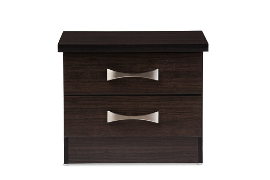 Contemporary Nightstand Bedside Table in Dark Brown - The Furniture Space.