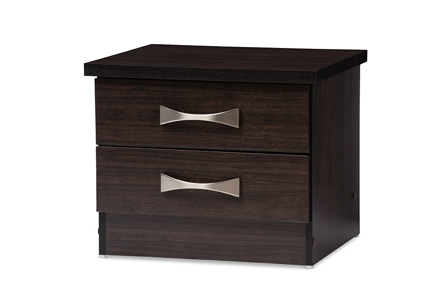 Contemporary Nightstand Bedside Table in Dark Brown - The Furniture Space.