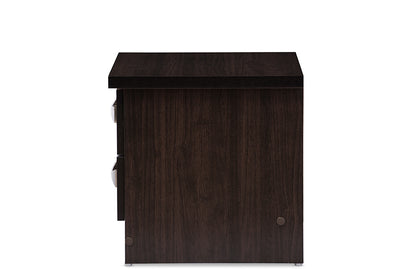 Contemporary Nightstand Bedside Table in Dark Brown - The Furniture Space.