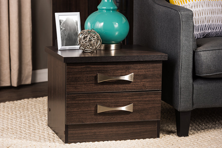 Contemporary Nightstand Bedside Table in Dark Brown - The Furniture Space.