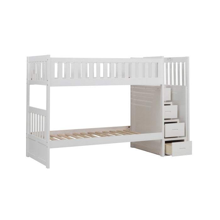 Homelegance Galen Bunk Bed with Reversible Step Storage in White