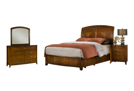 Modus Brighton 4PC Queen Storage Bedroom Set w Nightstand in Cinnamon