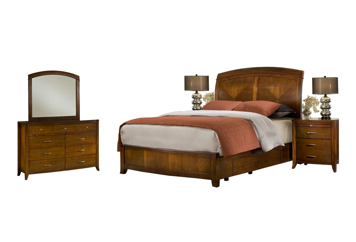 Modus Brighton 5PC E King Storage Bedroom Set w 2 Nightstand in Cinnamon