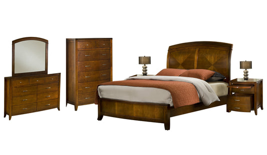 Modus Brighton 6PC Twin Bedroom Set w 2 Nightstand in Cinnamon
