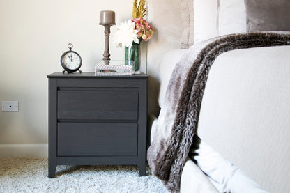 Traditional French Nightstand in Dark Brown Wood