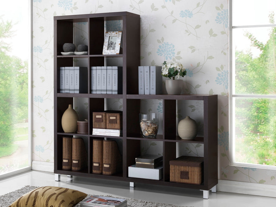 Modern Cube Shelf Unit in Dark Brown