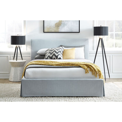 Modus Shelby Cal King Upholstered Skirted Panel Bed in Sky