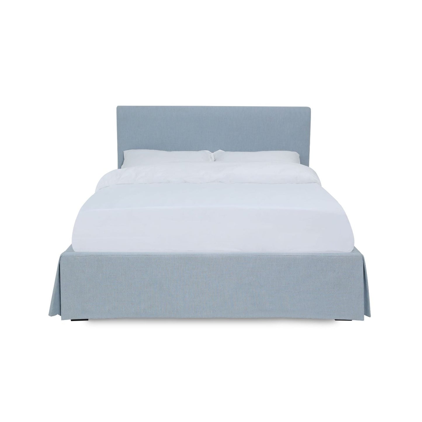 Modus Shelby Full Upholstered Skirted Storage Panel Bed in Sky