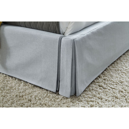 Modus Shelby King Upholstered Skirted Storage Panel Bed in Sky