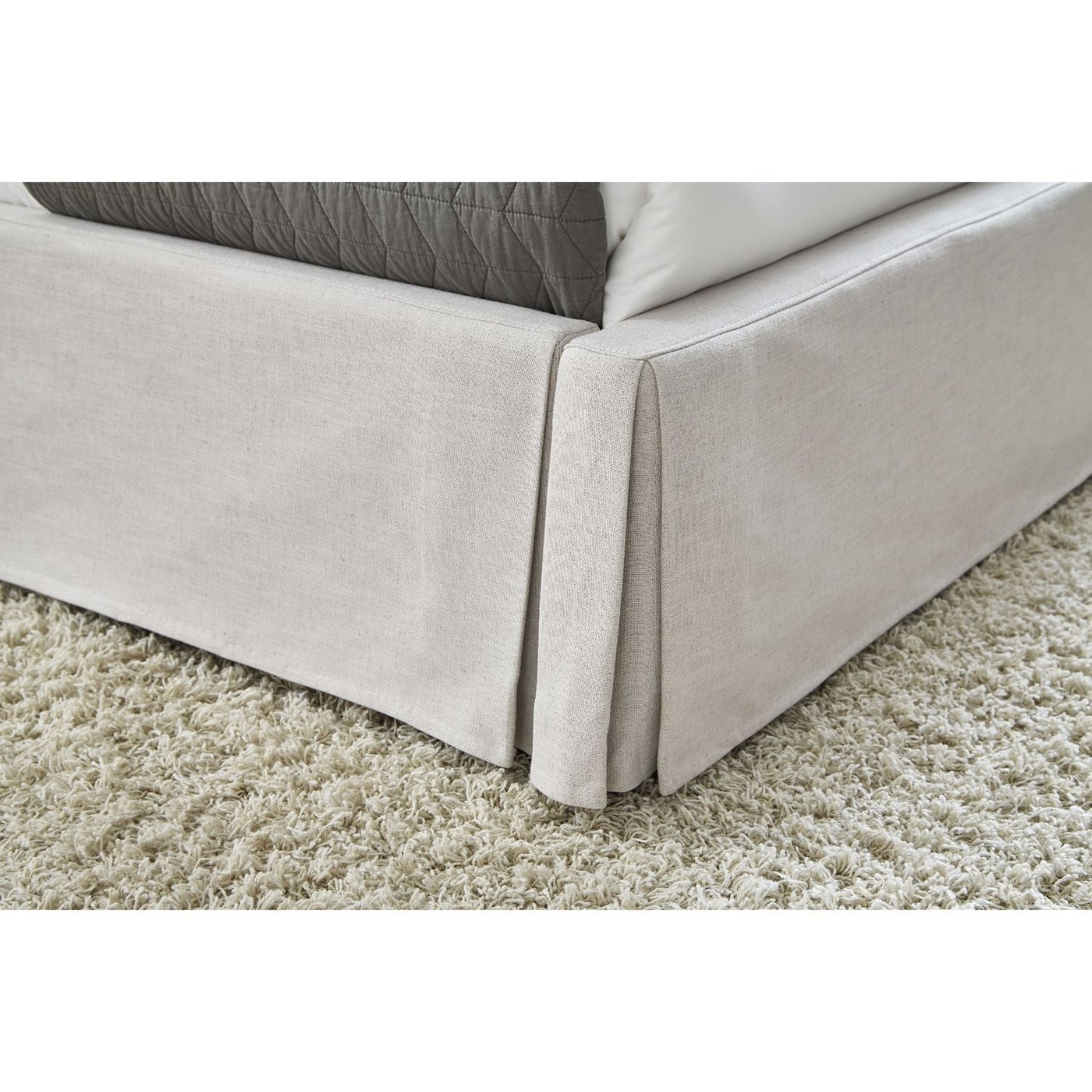 Modus Hera Full Upholstered Skirted Panel Bed in Oatmeal