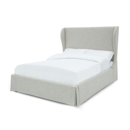 Modus Hera Full Upholstered Skirted Panel Bed in Oatmeal