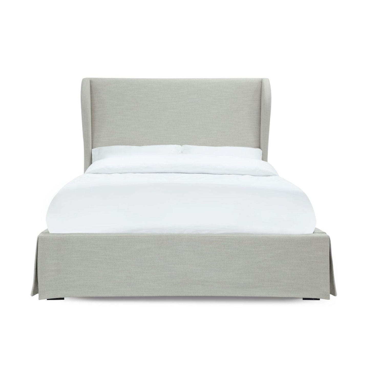 Modus Hera Full Upholstered Skirted Panel Bed in Oatmeal