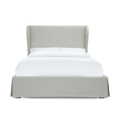 Modus Hera Queen Upholstered Skirted Panel Bed in Oatmeal