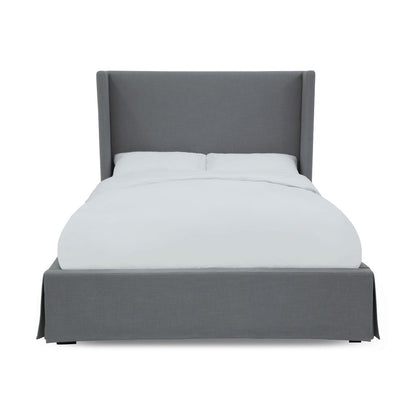 Modus Cresta Full Upholstered Skirted Panel Bed in Fog