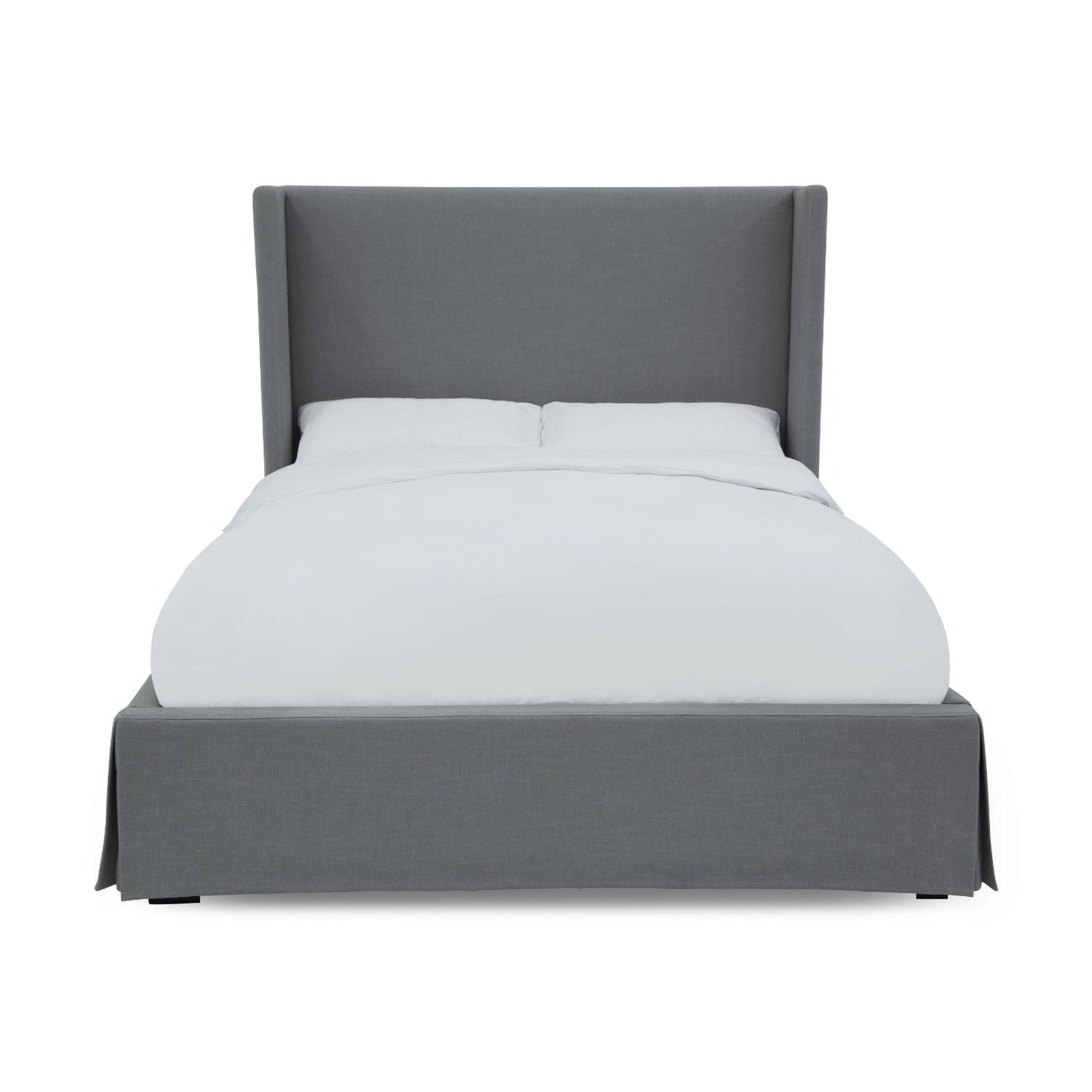 Modus Cresta Queen Upholstered Skirted Panel Bed in Fog