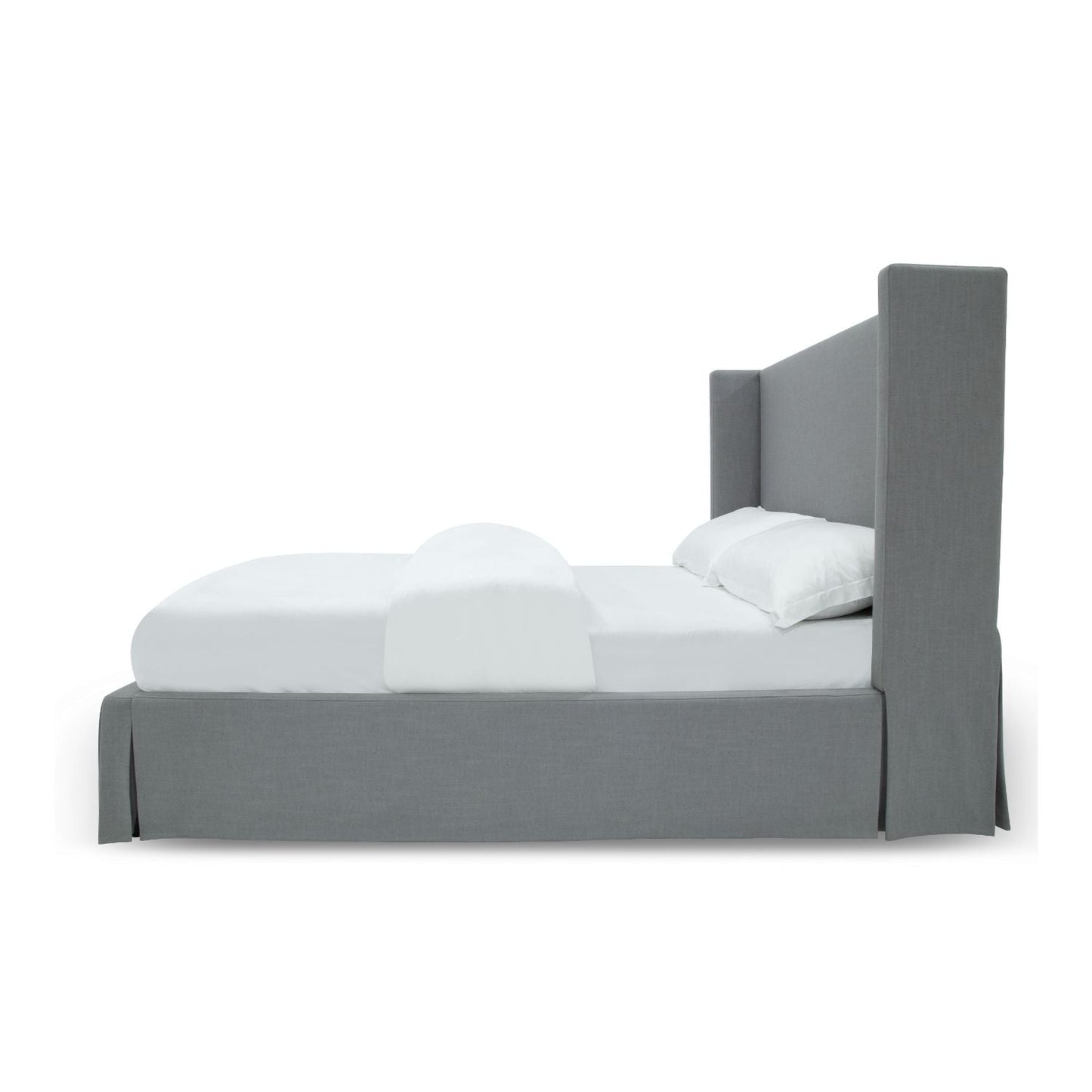 Modus Cresta Queen Upholstered Skirted Panel Bed in Fog