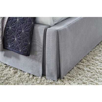 Modus Cresta Cal King Upholstered Skirted Panel Bed in Fog