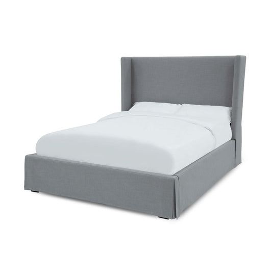 Modus Cresta Queen Upholstered Skirted Storage Panel Bed in Fog