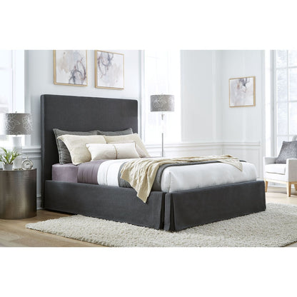 Modus Cheviot Full Upholsterd Skirted Panel Bed in Iron