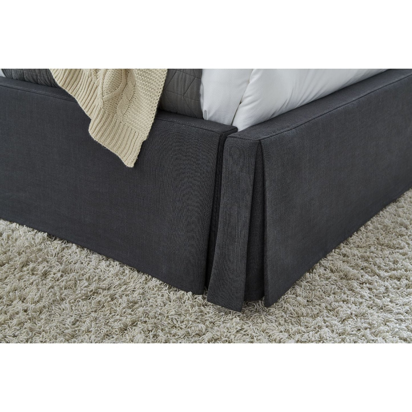 Modus Cheviot Full Upholsterd Skirted Panel Bed in Iron