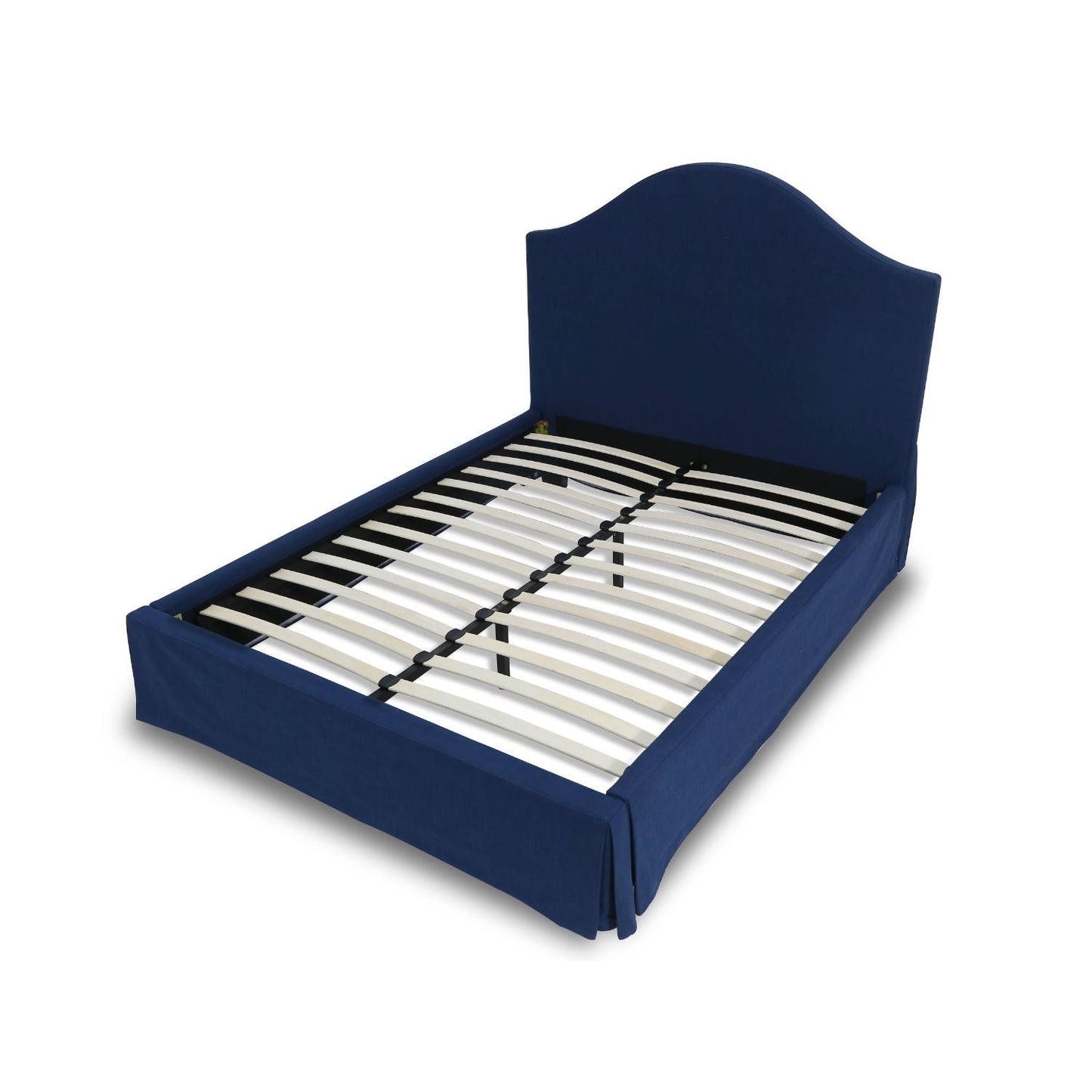 Modus Sur King Upholstered Skirted Panel Bed in Navy