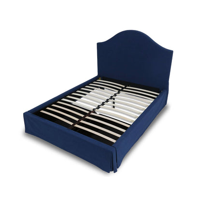 Modus Sur Queen Upholstered Skirted Storage Panel Bed in Navy