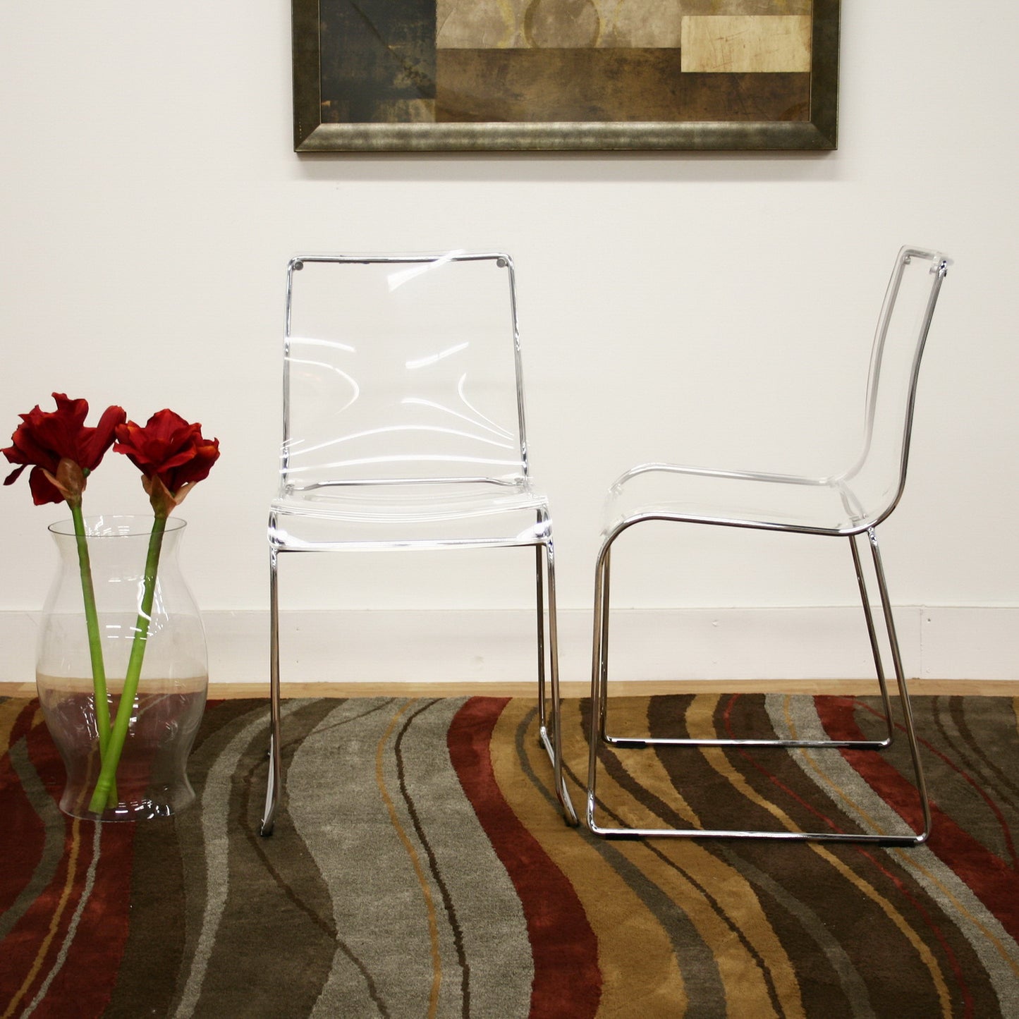 Modern 4 Dining Chairs in Clear Acrylic