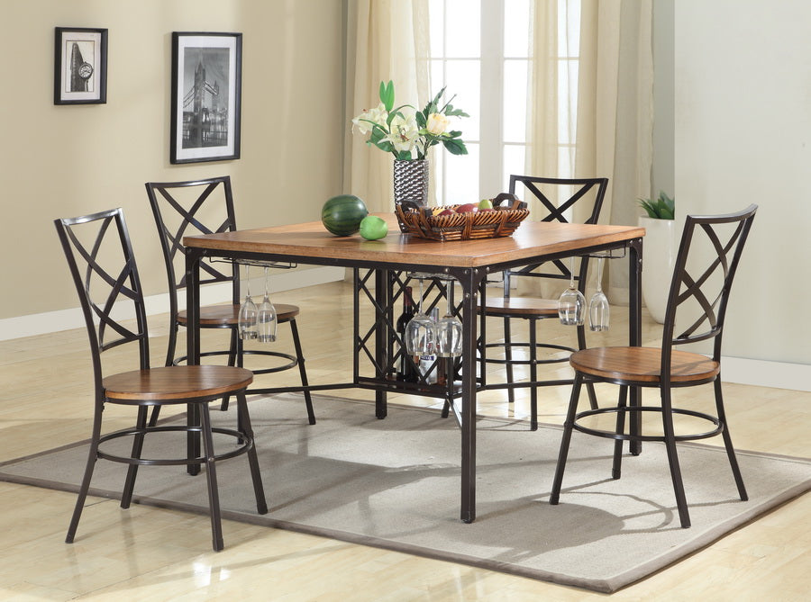 Outdoor Furniture Vintage industrial Dining Table & 4 Chairs in Black/Brown