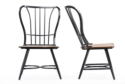Vintage Industrial 2 Metal Dining Chairs in Brown & White bxi6128-113