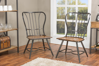 Vintage Industrial 2 Metal Dining Chairs in Brown & White bxi6128-113