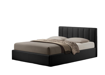 Contemporary Queen Size Bed in Black Faux Leather - The Furniture Space.