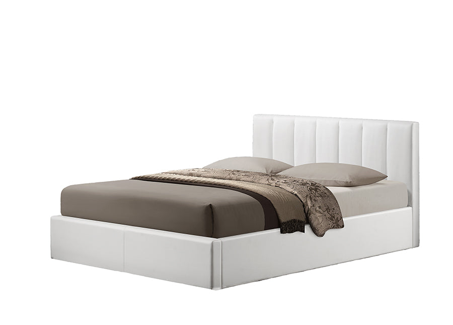 Contemporary Queen Size Bed in Black Faux Leather - The Furniture Space.