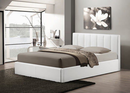 Contemporary Queen Size Bed in Black Faux Leather - The Furniture Space.