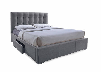 Contemporary Storage Queen Size Bed in Grey Fabric