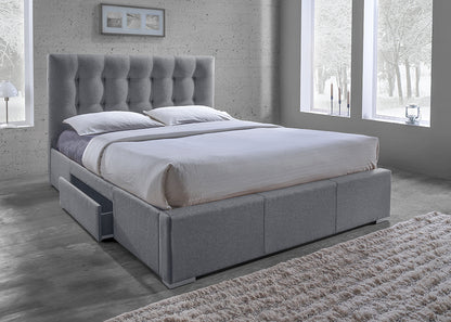 Contemporary Storage King Size Bed in Grey Fabric