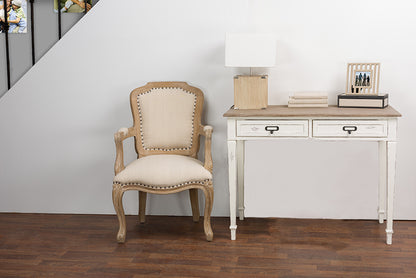 Traditional French Writing Desk in White/Light Brown bxi6026-111