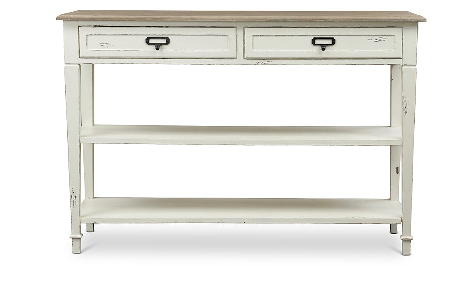 Traditional French Console Table in White/Light Brown bxi6027-111