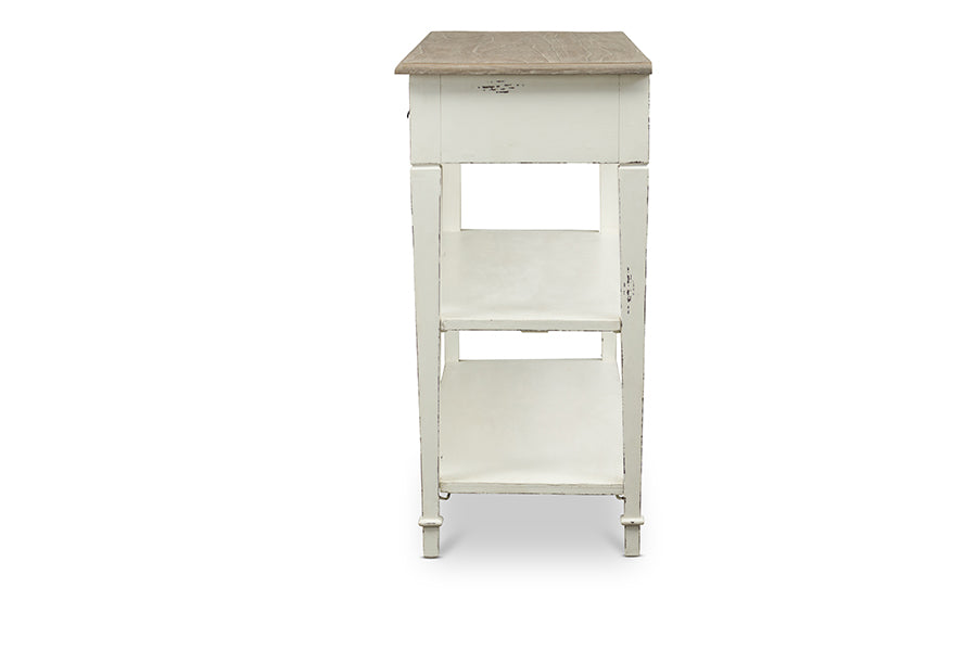 Traditional French Console Table in White/Light Brown bxi6027-111