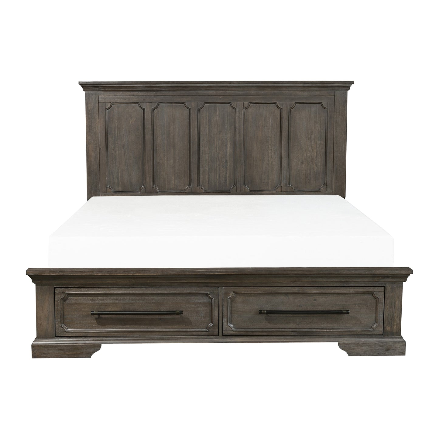 Homelegance Toulon Cal King Platform Bed with Footboard Storages in Distressed Oak