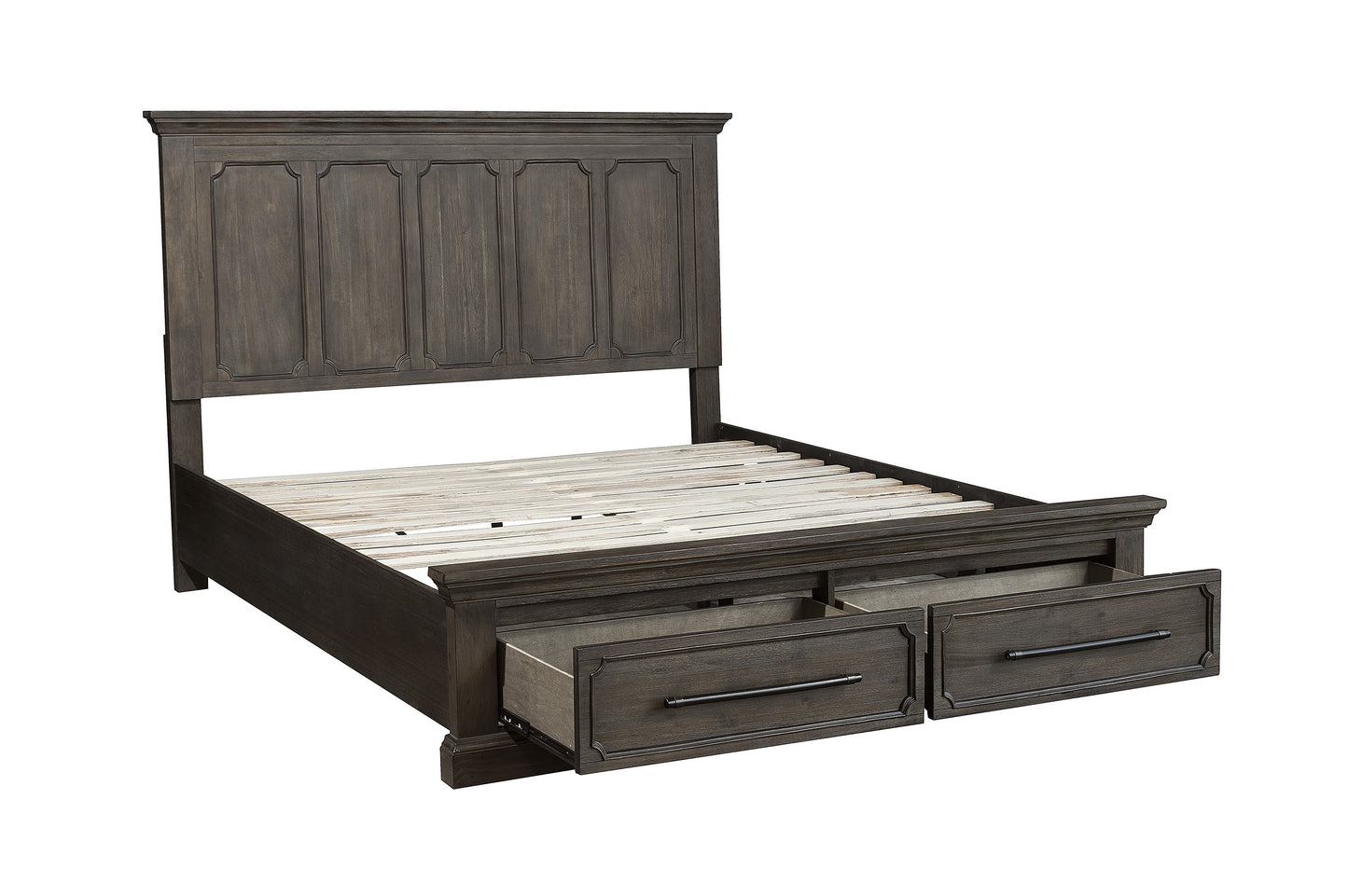 Homelegance Toulon Cal King Platform Bed with Footboard Storages in Distressed Oak