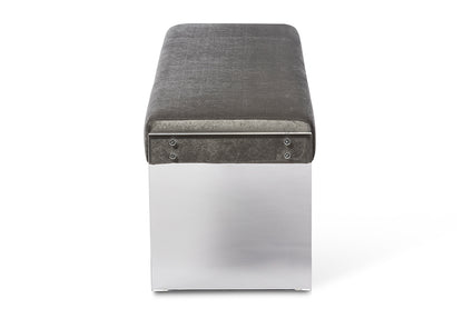 Contemporary Bench in Grey Fabric Microsuede - The Furniture Space.