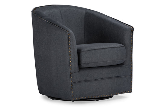 Classic Retro Swivel Tub Chair in Grey Fabric - The Furniture Space.