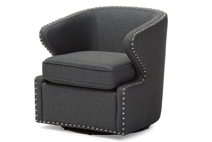 Mid-Century Swivel Armchair in Grey Fabric