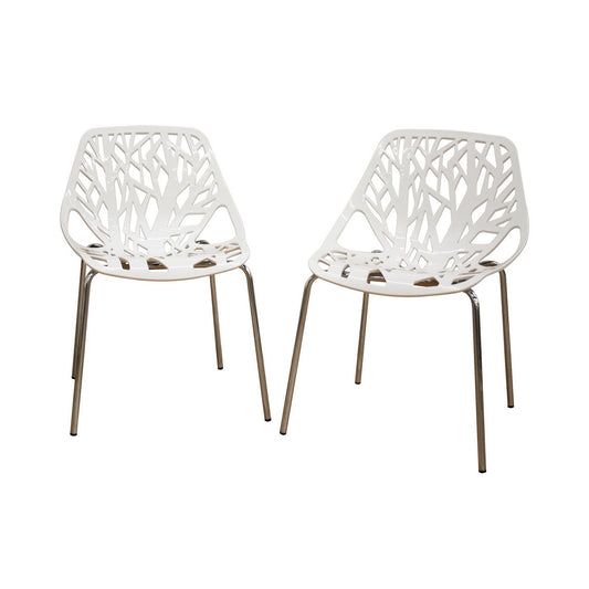 Modern 4 Metal Dining Chairs in White Plastic Seat