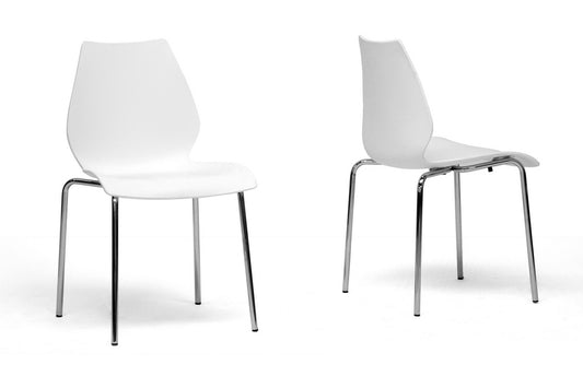 Modern 4 Dining Chairs in White Molded Plastic bxi3753-62