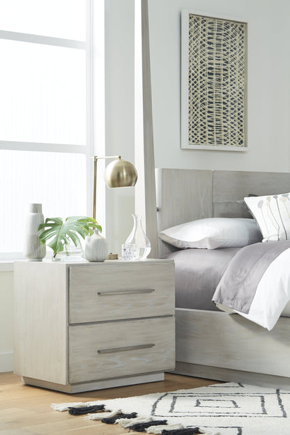 Modus Destination Two Drawer Nightstand in Cotton Grey