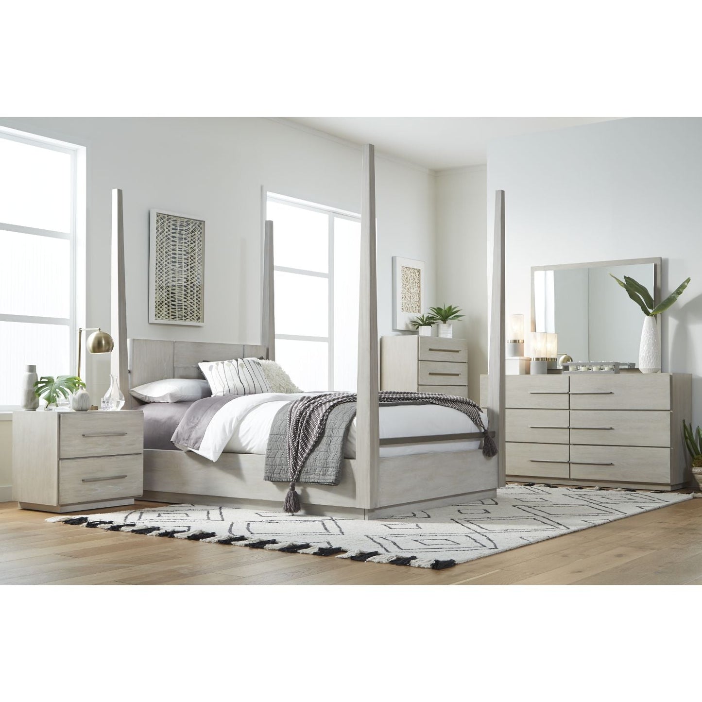 Modus Destination 5PC Full Poster Bedroom Set in Cotton Grey