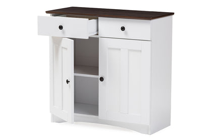 Contemporary Kitchen Buffet Storage Cabinet in White & Wenge